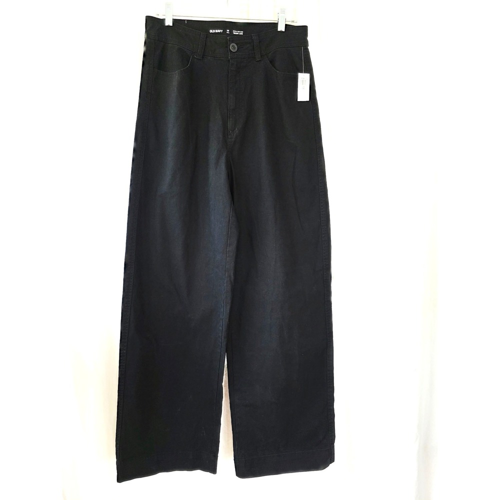 Old Navy Extra High-Rise Wide-Leg baggy jeans Pants Black 10 Tall New